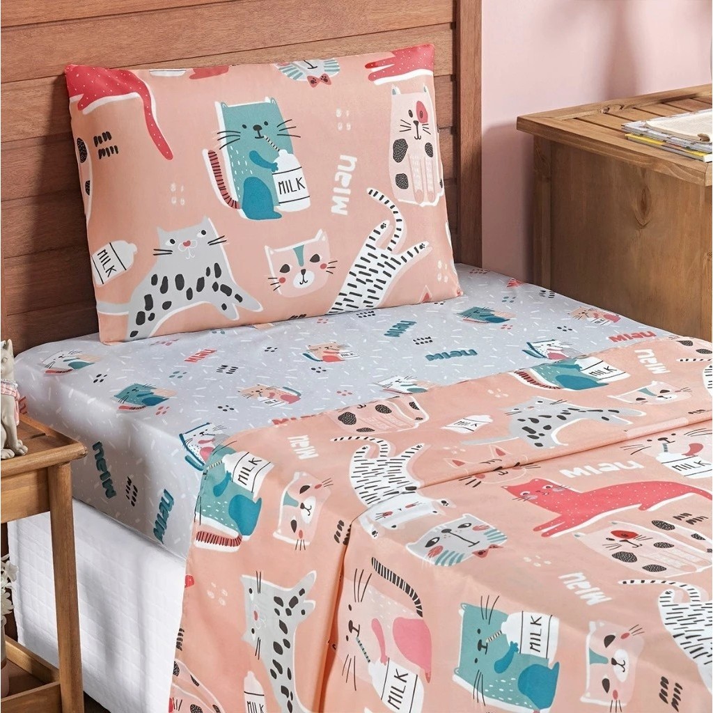Jogo de Lençol Infantil Cama SOLTEIRO 3 Peças Estampado