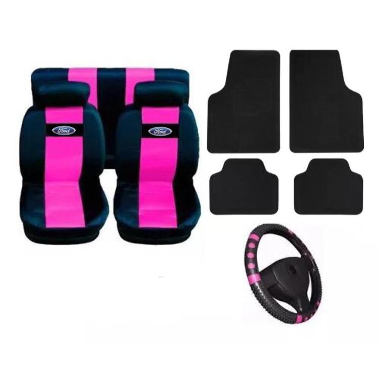 KIT capa banco carro couro + tapete + volante Ford  pampa