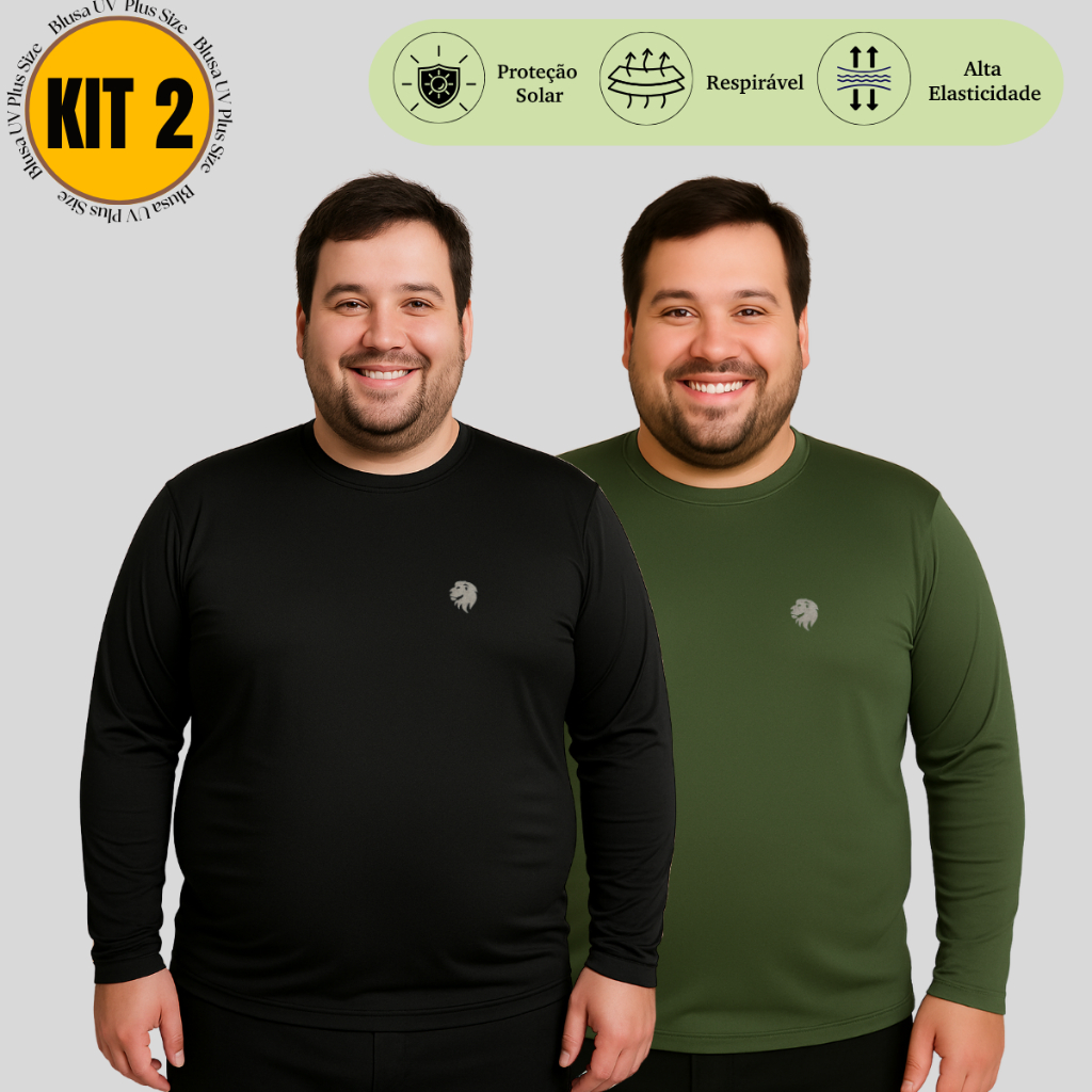 KIT 2 Camisa Proteção Solar UV50+ Feminina Manga Longa Dry Fit Segunda Pele Térmica Academia Praia Corrida