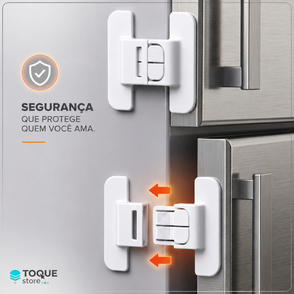 Trava Geladeira Segurança Crianças - Fechadura Antiabertura Bebê Armário Porta | Multiuso