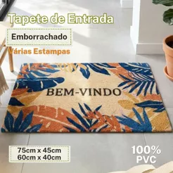 Tapete de Entrada Emborrachado Antiderrapante Capacho Bem Vindo PVC Várias Estampas