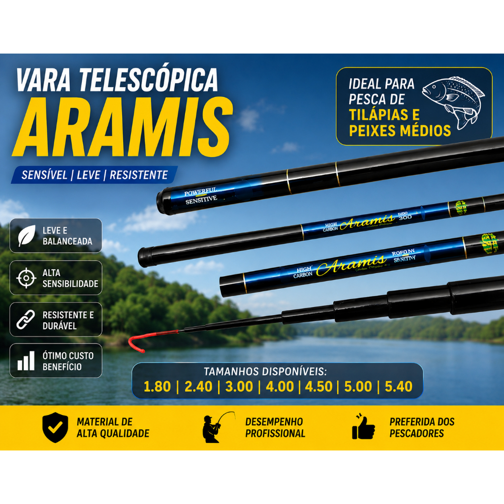 Vara Telescópica Albatroz Fishing Aramis Sensitive  22% de Carbono