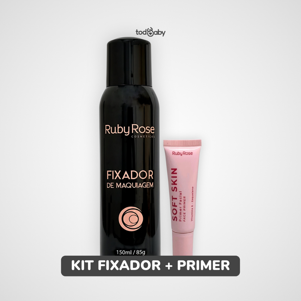 Primer Facial Soft Skin Pré-Make + Fixador de Maquiagem Ruby Rose® Kit de Preparação de Pele