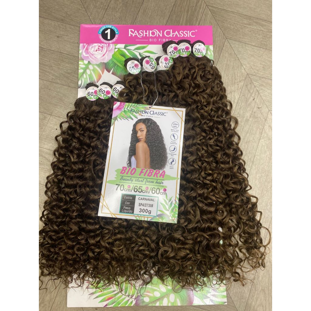 Cabelo Bio Fibra Cacheado Fashion Classic 300g Carnaval 70cm 65cm 60cm Mega Hair Trança Crochet Cacheado Fibra Orgânica