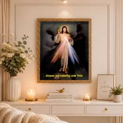 Quadro Jesus Misericordioso Parede Decorativo Resinado 25x30