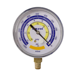 Vacuômetro Analógico Premium para Bomba de Vácuo 63MM 1/8 Polegada Mbar Psi Inhg Medidor Pressão - Refrigeração