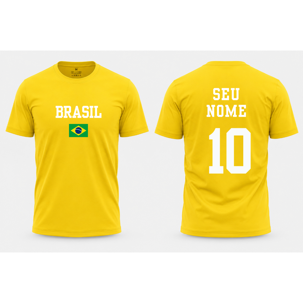 UNIFORME PERSONALIZADO BRASIL CAMISA DO BRASIL PARA A COPA DO MUNDO 2026 PERSONALIZADO COM SEU NOME NAS COSTAS BRASIL