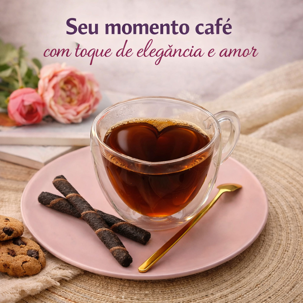 Jogo 6 2 Xícaras Parede Dupla Coração 70ml Café