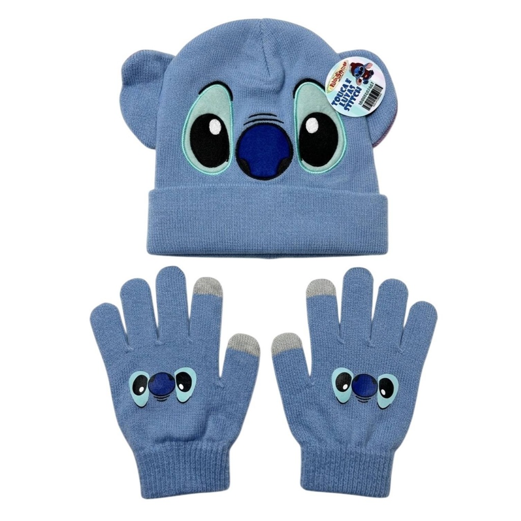 Kit Acessórios Inverno Infantil Stitch Azul - Lilo & Stitch - Disney : Gorro / Touca + Luvas