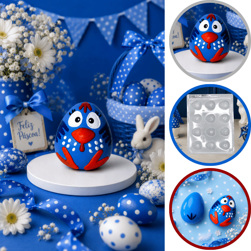 1~10 Forma Simples Ovo Galinha Pintadinha Cód. 61 em Acetato BWB Doces de Chocolate (CHOCO)