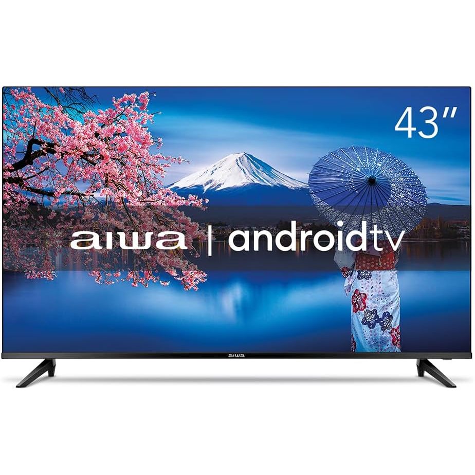 Smart TV Aiwa 43 Polegadas Full HD Borda Ultrafina ANDROID AWS-TV-43-BL-02-A Bivolt