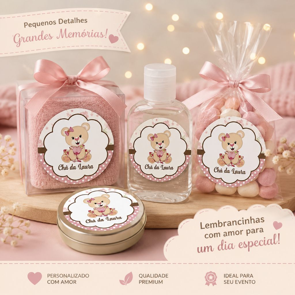 Kit 60 Tag Adesivo Personalizado Chá Revelação Chá de Bebê Rosa Azul Bege Lilás Verde / Lembrancinhas Etiquetas Festa