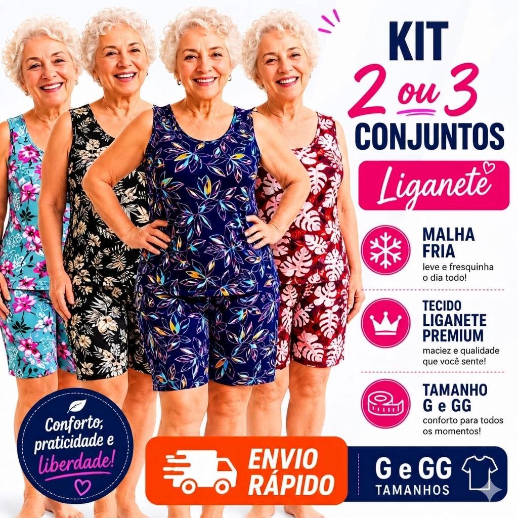 Conjunto Feminino Plus Size Liganete Premium Leve e Confortável