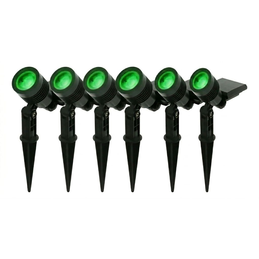 Kit Com 6 Luminárias Solar Espeto De Jardim Verde Decoração LED