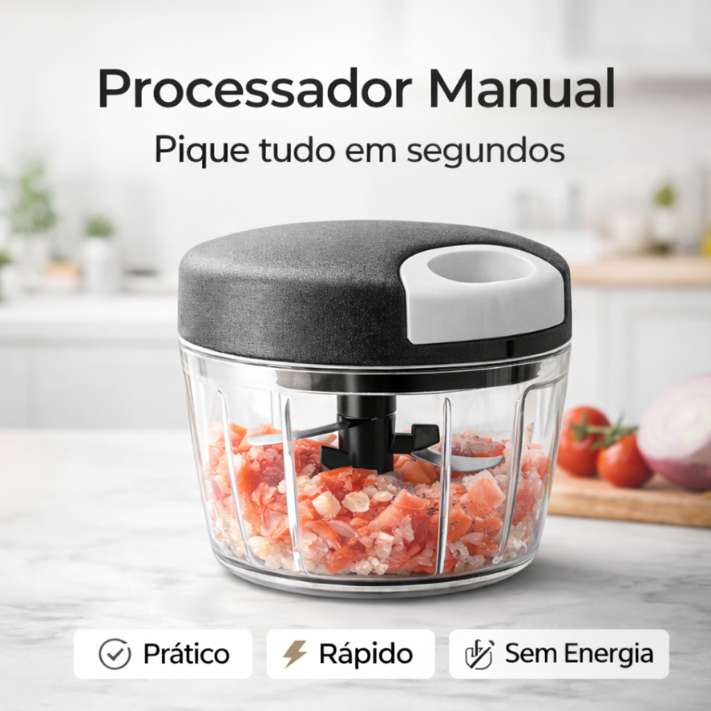 Processador Manual de Alimentos Original Line Triturador de Alho Cebola Legumes 170ml 500ml