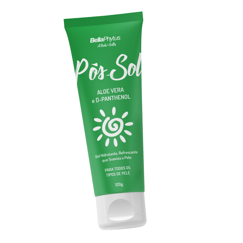 Pós Sol BellaPhytus 120g Gel Hidratante Refrescante Aloe Vera Vitamina B5 Oil Free Pele Corpo