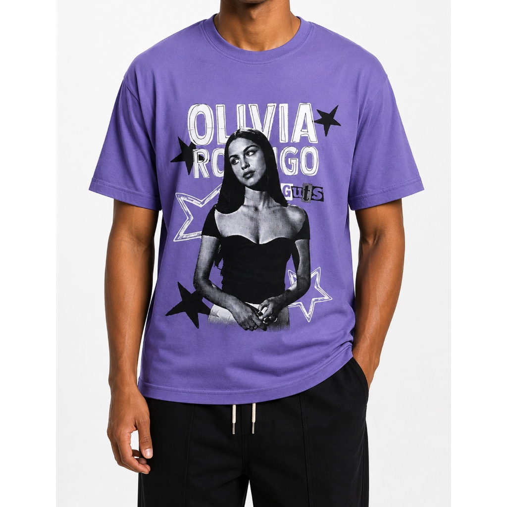 Camiseta Olivia Rodrigo Guts Roxo Lilás 100% Algodão Premium Silkcreen Blusa Camisa Estampada Roxa Oversized Babylook Fã