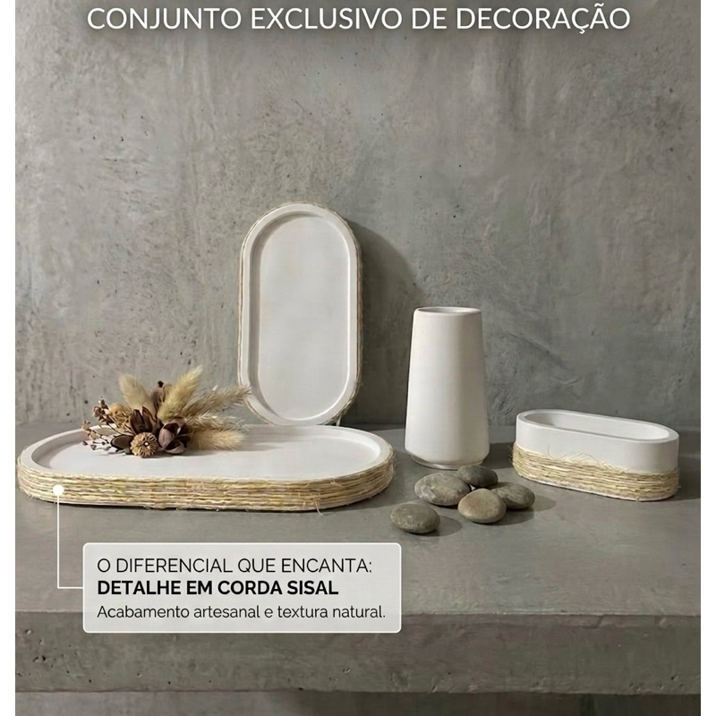 Kit Decorativo 4 Itens Bandejas + Vaso + Mais Mini Porta Joias Organizador Decoração Casa Mesa Sala Rack Escritórios