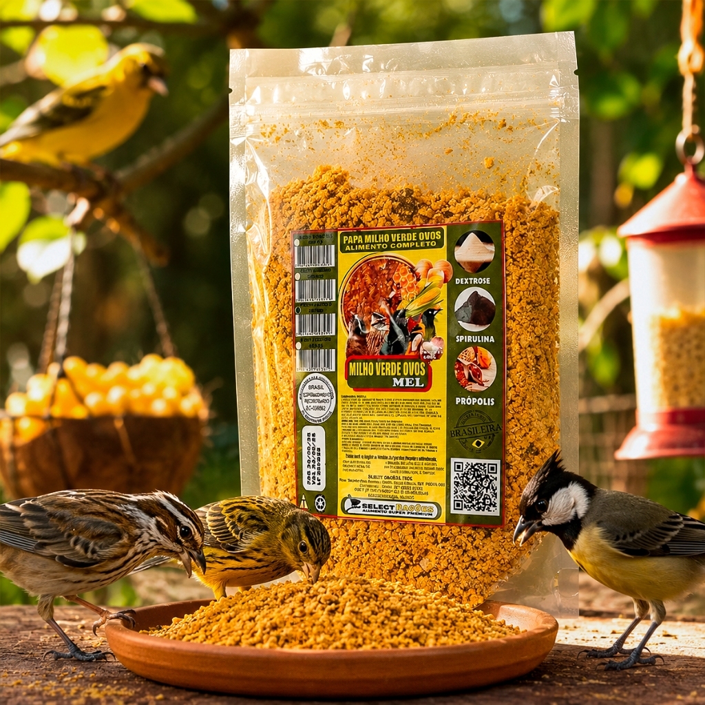 Farinhada Select com Insetos Milho Verde Ovos e Mel para Pássaros 300g