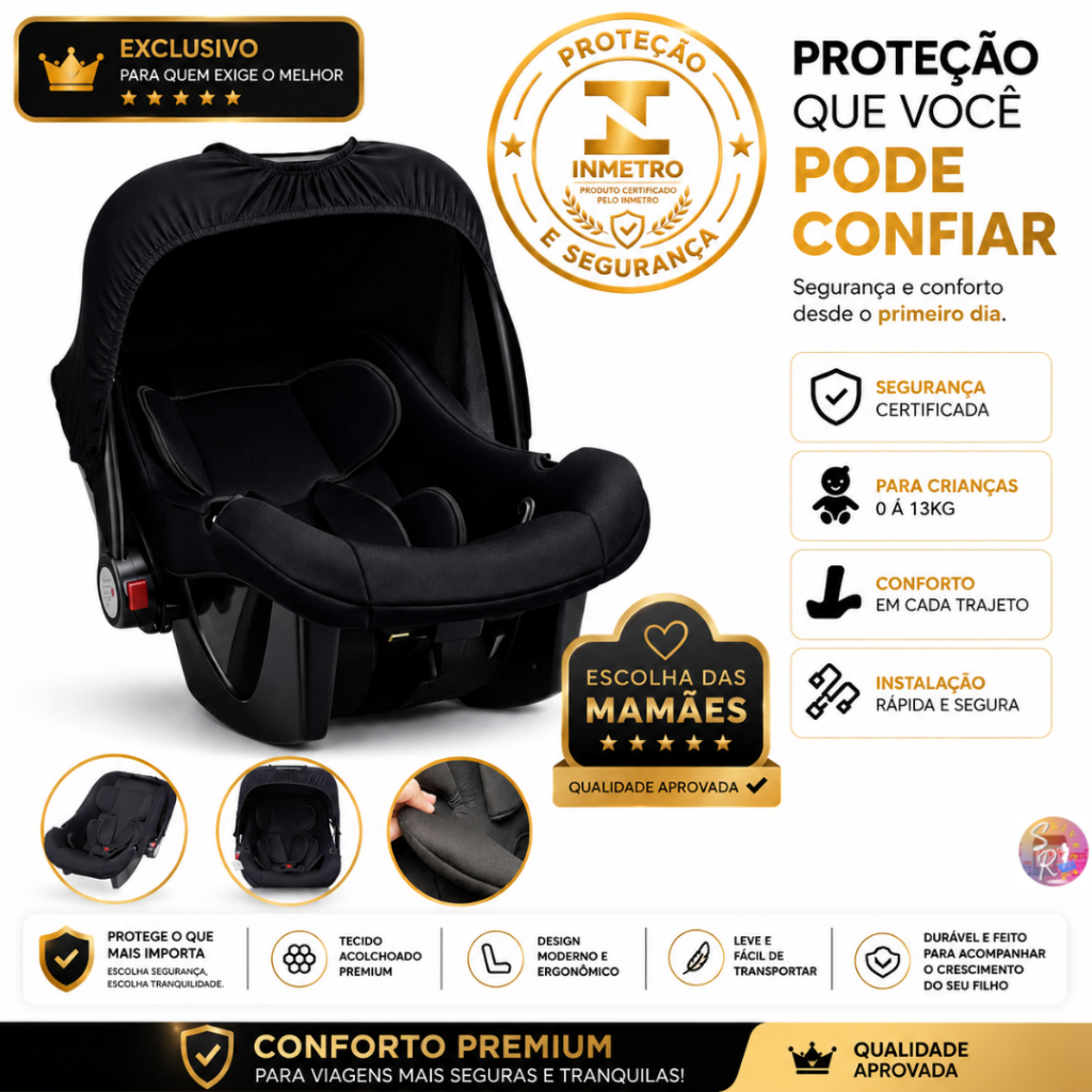Bebê Conforto Assento para Carro Infantil ( 0 até 13 Kg)  Comfort Black Maxi Baby- Preto