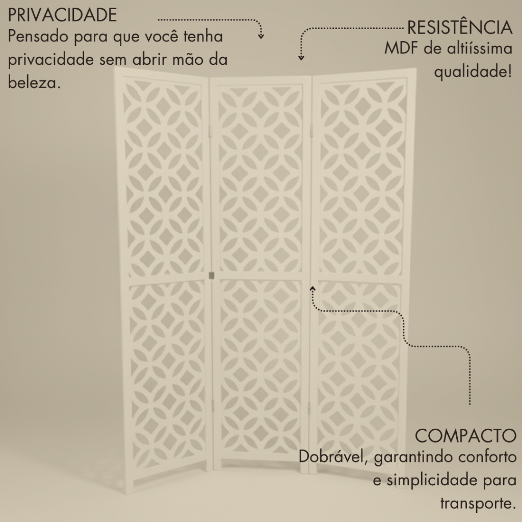 Painel Divisória Biombo MDF Branco 6MM Para Ambientes Festas Casa Salão