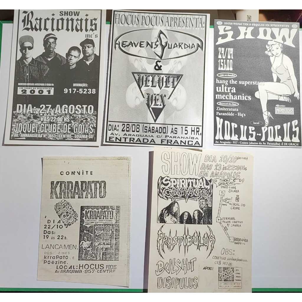 Coleção Flyers Underground Goiás Racionais MCs Metal Punk Hardcore Anos 1990 e 2000