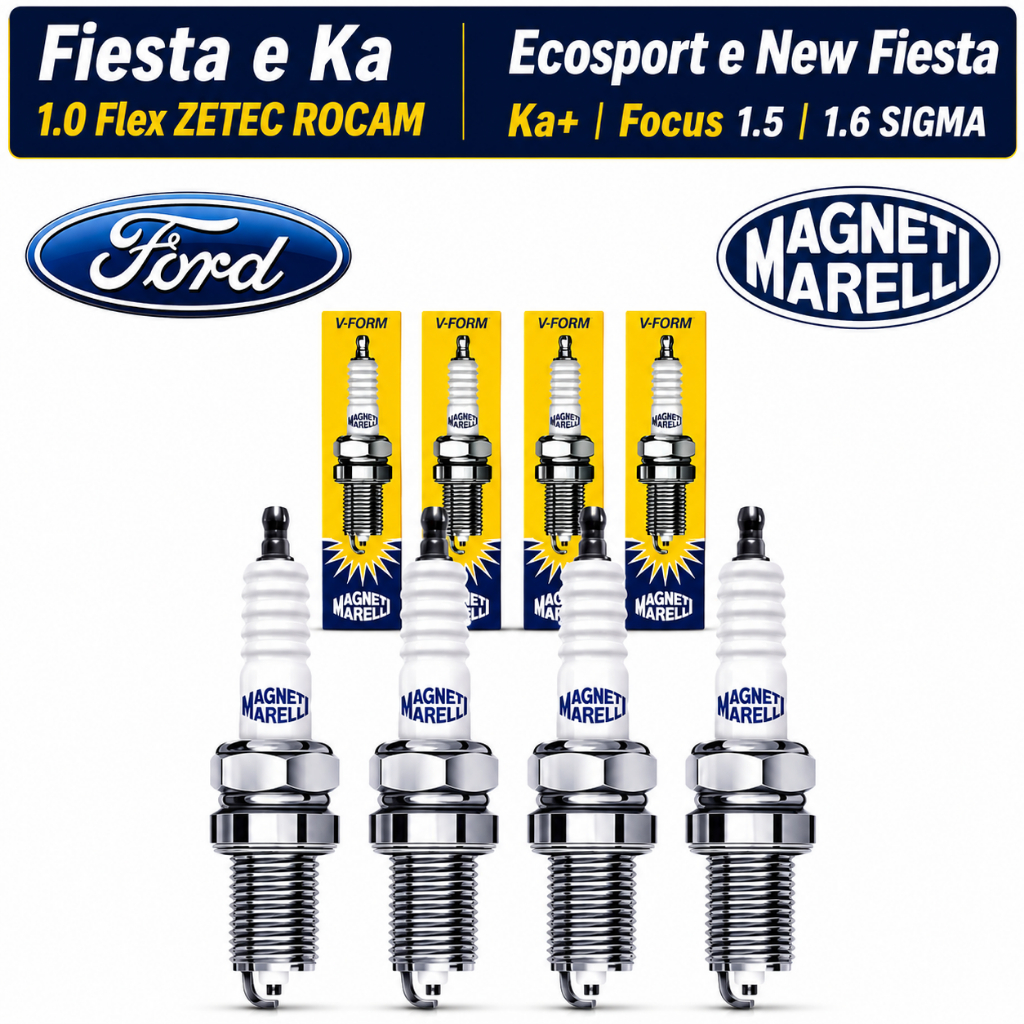 Velas de Ignição Fiesta e Ka 1.0 Flex Zetec Ecosport New fiesta Ka+ Focus 1.5 1.6 Sigma