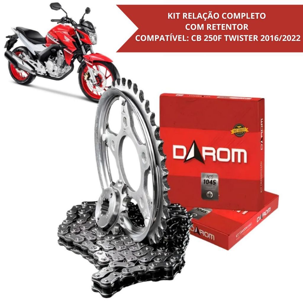 Kit Relação CB 250F Twister Anos 2016 Até 2022 Completo Com Retentor Padrão Original Honda