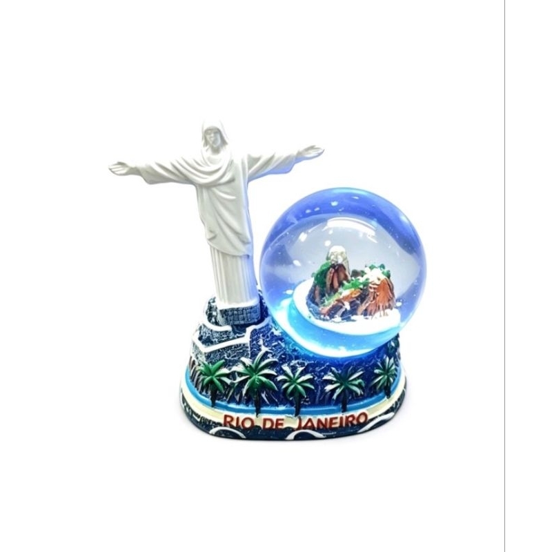 Globo de neve decorado Rio de Janeiro suvenir lembrança Cristo Redentor enfeite miniatura decoração turismo presente 9x9