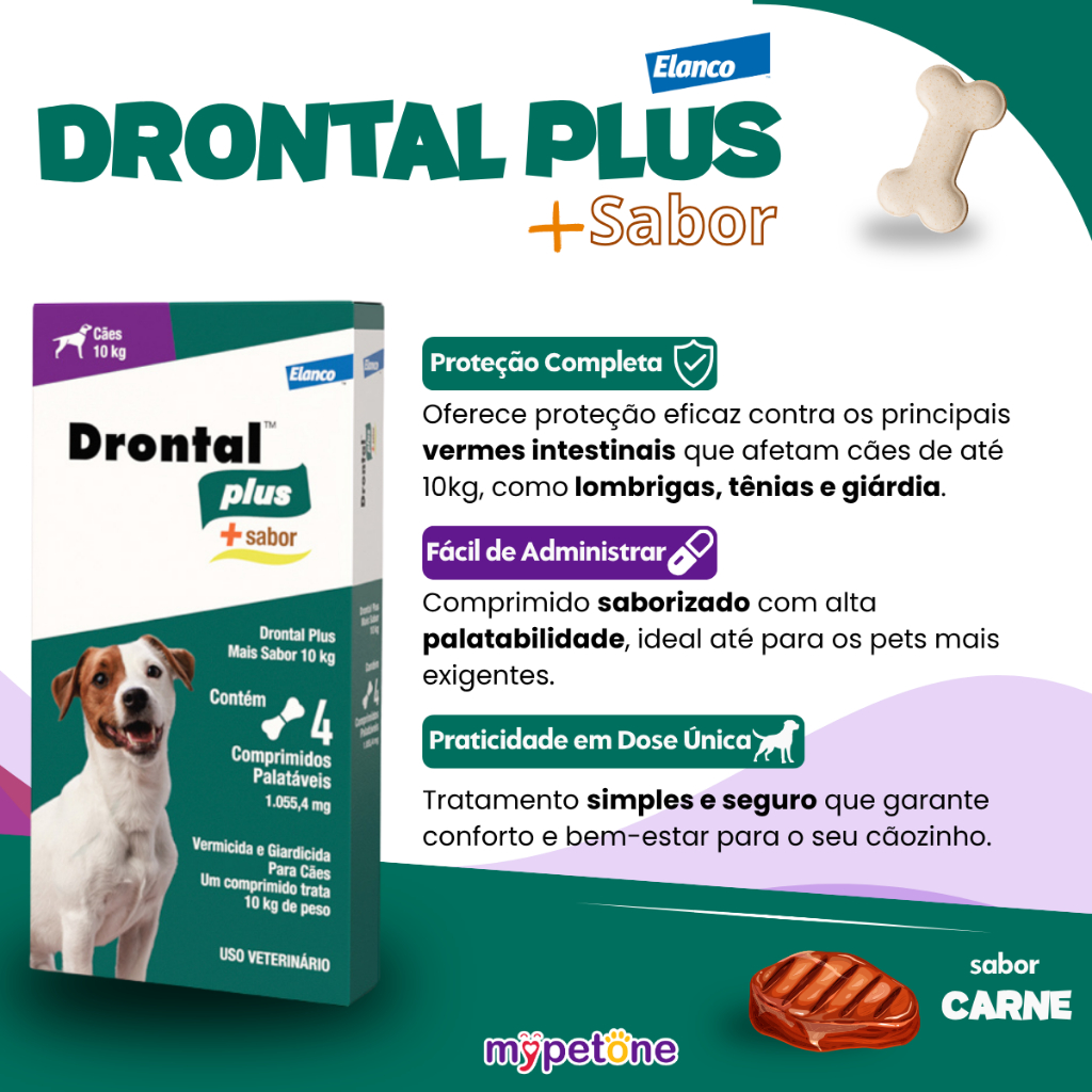 Drontal Plus Carne Cães 10kg Vermifugo 4 Comprimidos · foto 2