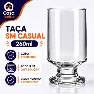 Jogo De Taças De Vidro De Água Copo De Vidro Sm Casual 260ml Kit 2/4/6 Unid Taça Cerveja Buffet