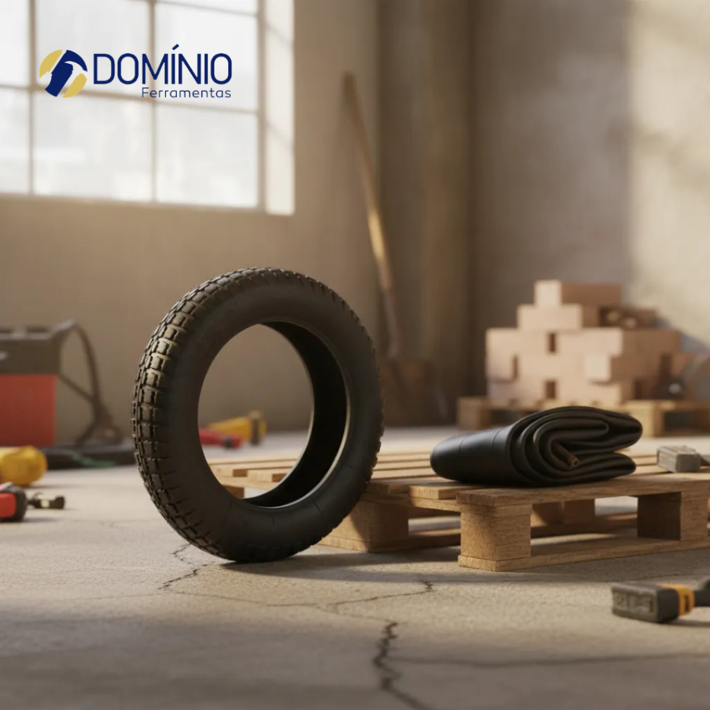 Kit Pneu + Câmara Reforçado Para Carrinho De Mão Carriola De Mão Pedreiro Obra Reforma