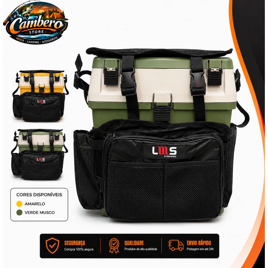 Mochila Bolsa Banqueta Caixa Rigida Pesca Lumis Com Alça Lançamento