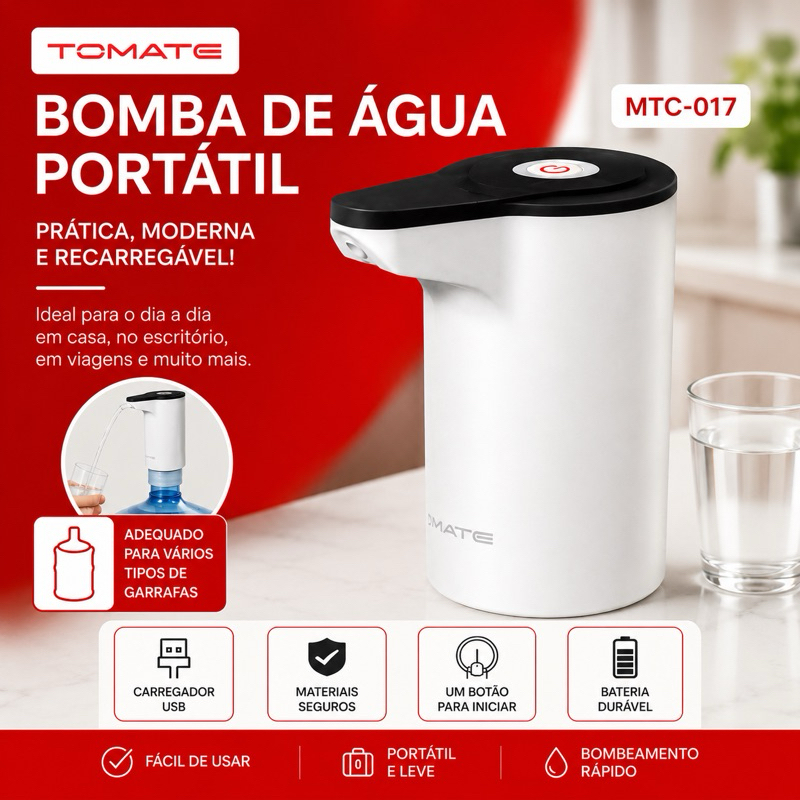 Bomba Eletrica De Galão Universal Com Carregamento USB Para Galão Garrafão De Água Envio Imediato