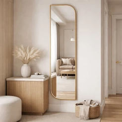 Espelho Decorativo Grande Corpo Inteiro Retangular Assimétrico 160x44cm para Quarto Sala Hall Banheiro