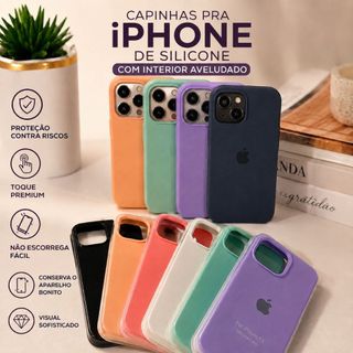 CAPINHA CAPA CASE PARA IPHONE XR  11 12 13 14 15 16 17 PRO MAX INTERIOR AVELUDADO PROTEÇÃO VÁRIAS CORES E MODELOS