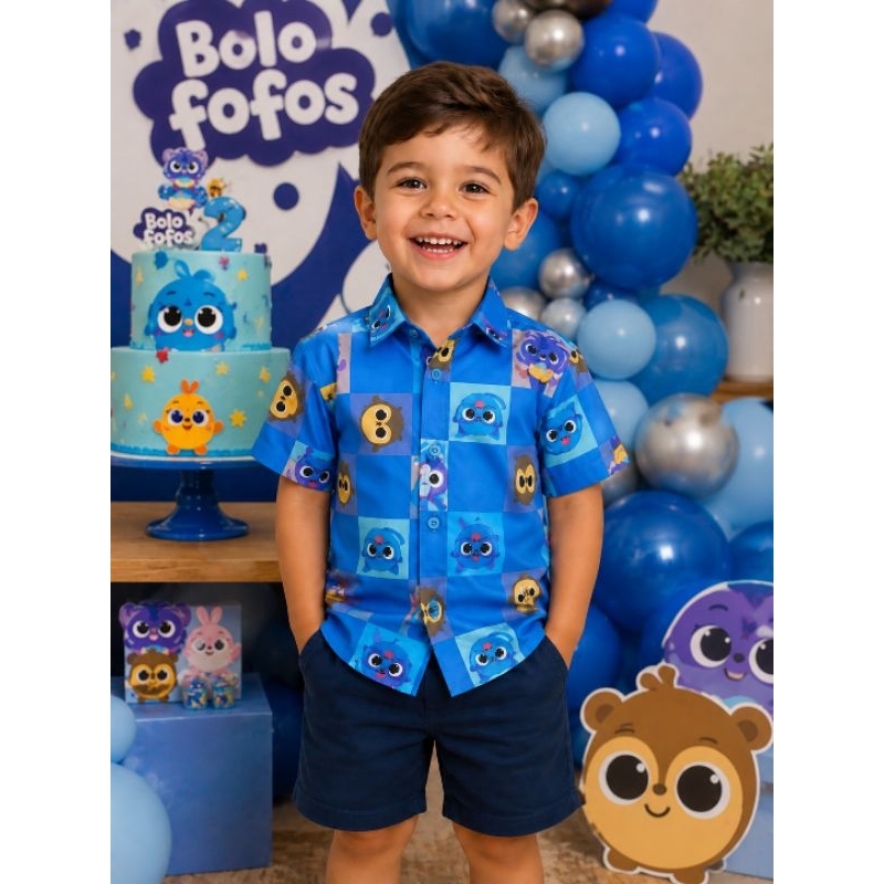 Camisa social bolofofos quadriculada tam 1 a 4 anos