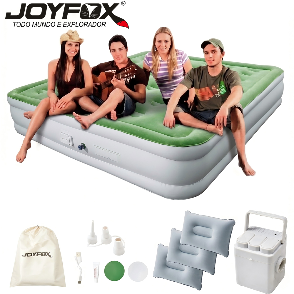 Colchão Inflável King 206*187*46cm Vem Com Uma Bomba Inflável De Bateria De Lítio Embutida E Removível JOYFOX