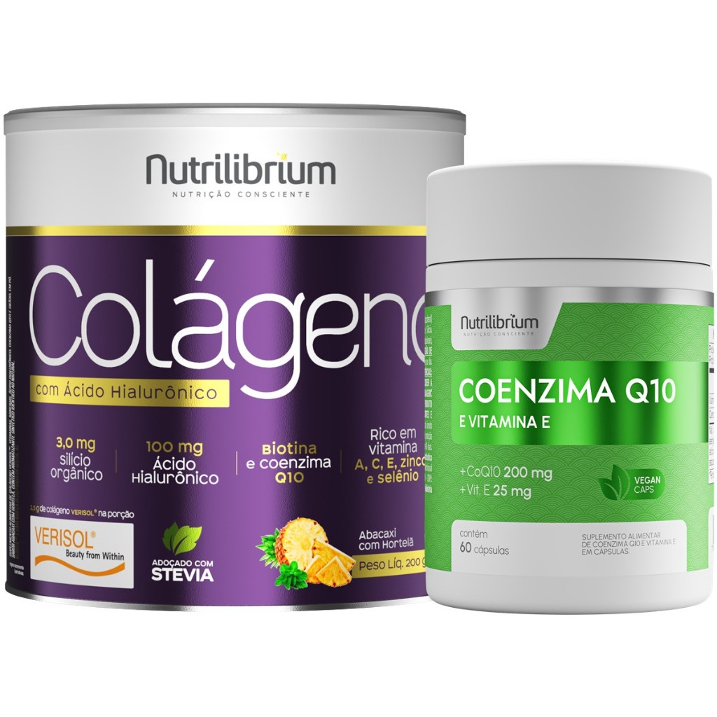 Colágeno Verisol Ácido Hialurônico Biotina 200g + Coenzima Q10 60 Caps Nutrilibr