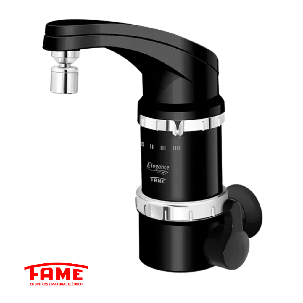 Torneira Elétrica Elegance 4T 5400w 220v Parede Preta Fame