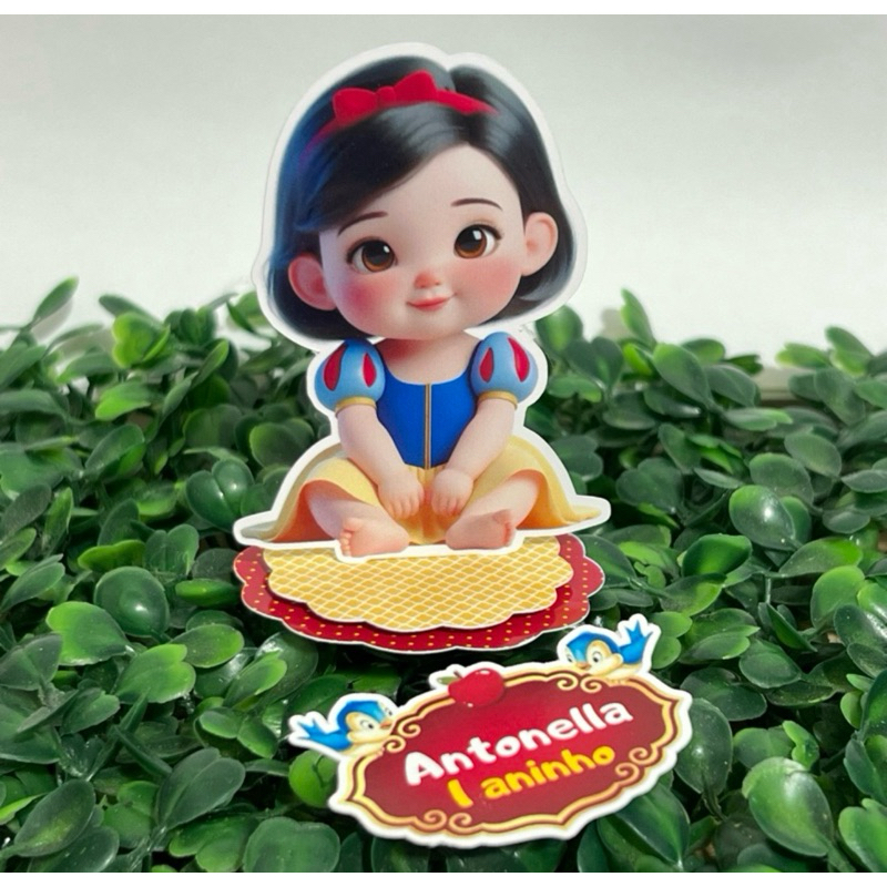 Branca de neve Baby - aplique 3D personalizado mimo lembrancinha festa aniversário infantil papelaria f
