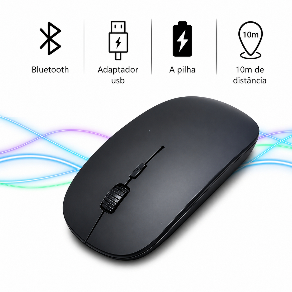 Mouse Sem Fio Bluetooth Portátil Pilha Notebook Tablet Windows mac Linux iPad
