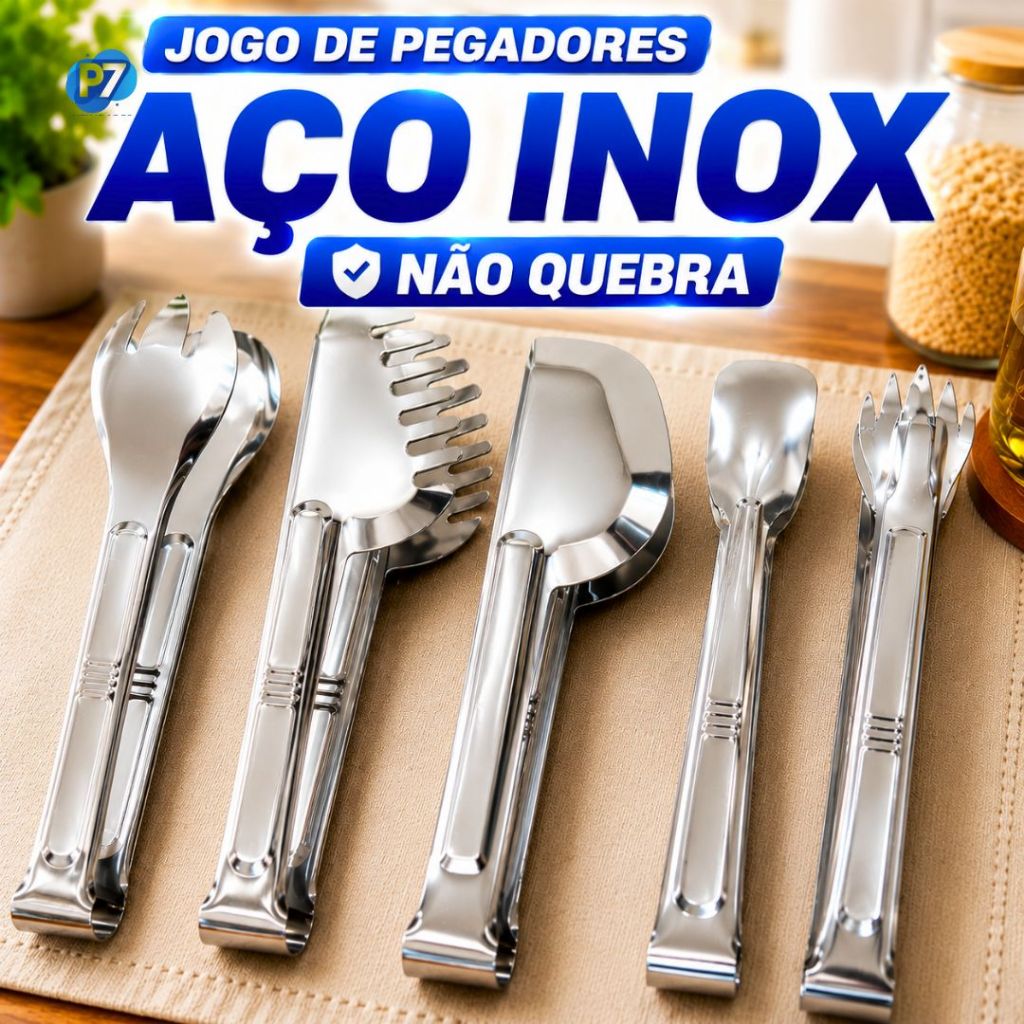 Utensílios para Cozinha em Geral Pegador de Macarrão Alimentos Churrasco Salada Inox Pinça...