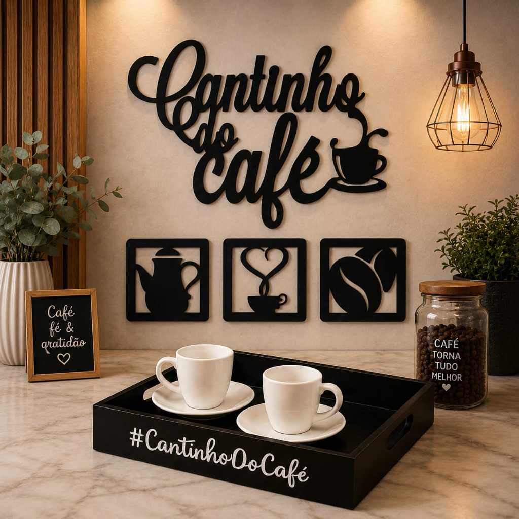 Bandeija Para Cafe da Manha Cantinho Do Cafe Preta/Marrom Tabaco