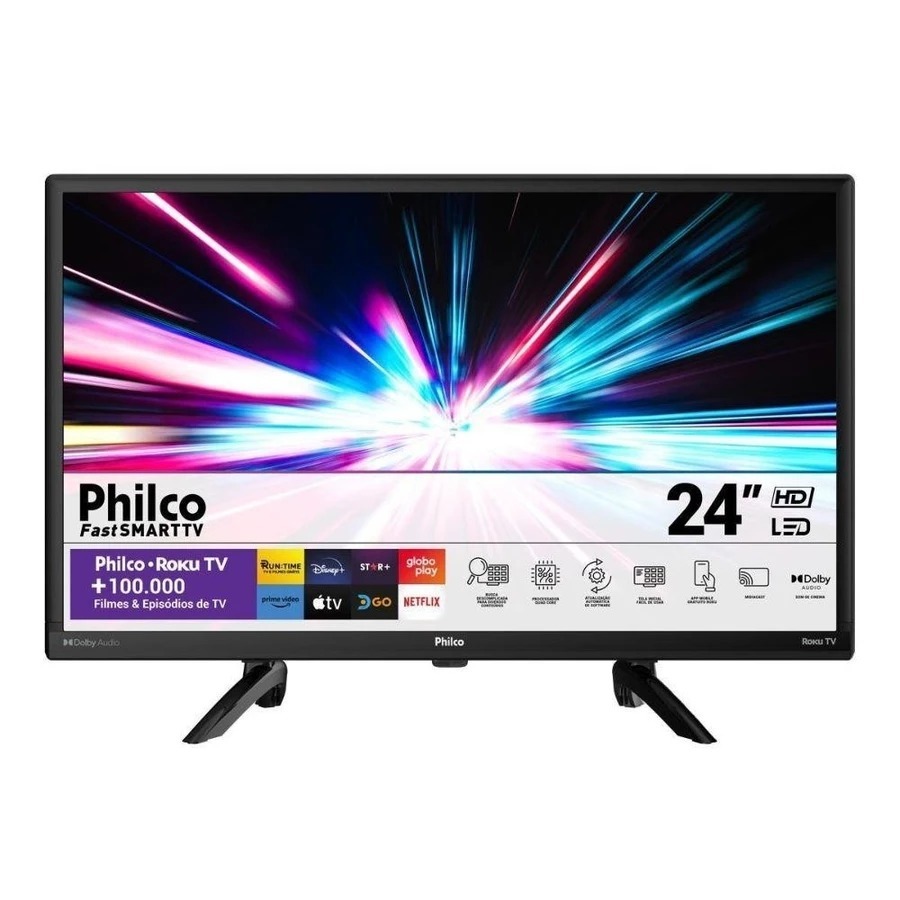 Smart TV 24" Philco HD LED Wi-Fi HDMI USB Roku TV Dolby Áudio Processador Quad Core - PTV24G5YR2CP