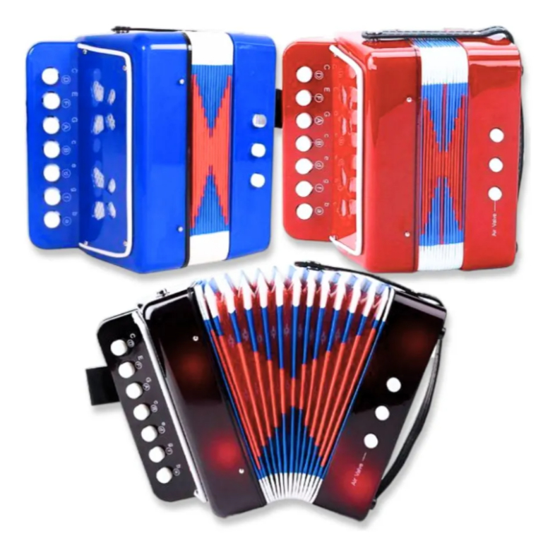 Sanfona Acordeon Infantil Acordeon 3 Baixo 7 Teclas Brinquedo De Tocar Real toca de verdade