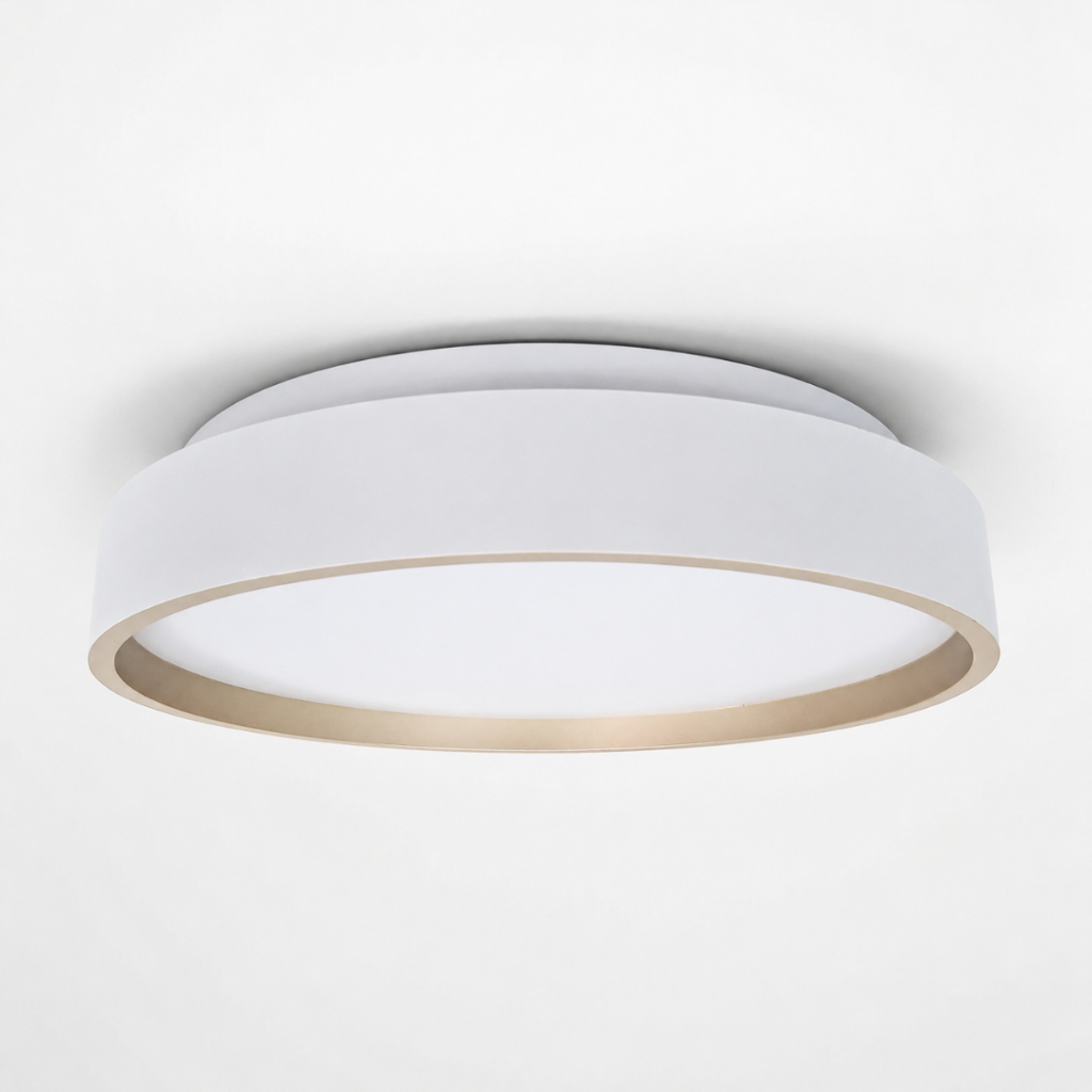 Plafon Led Moderno Sobrepor 18w Redondo branco dourado Tipo Toronto hevvy para teto sala quarto
