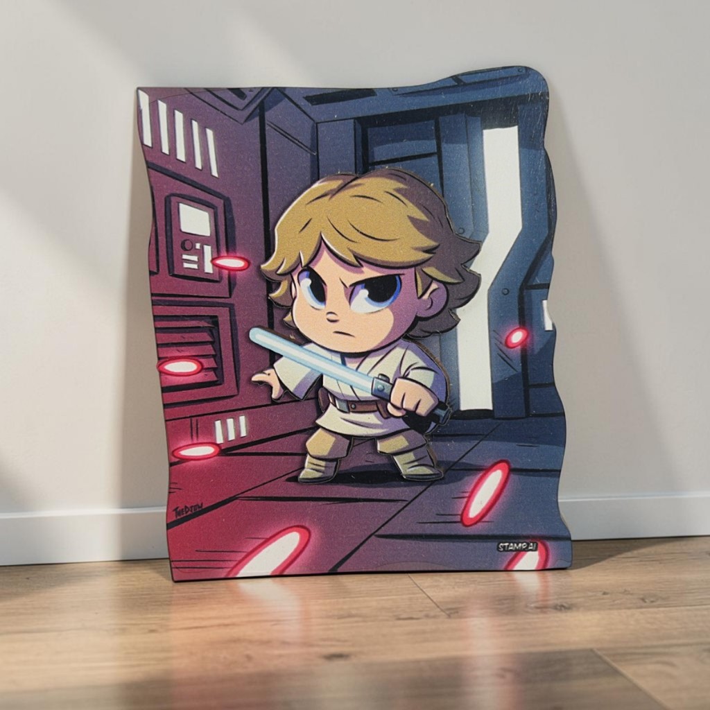 Quadro Luke Skywalker Star Wars MDF 2,5D Geek Colecionável Gamer