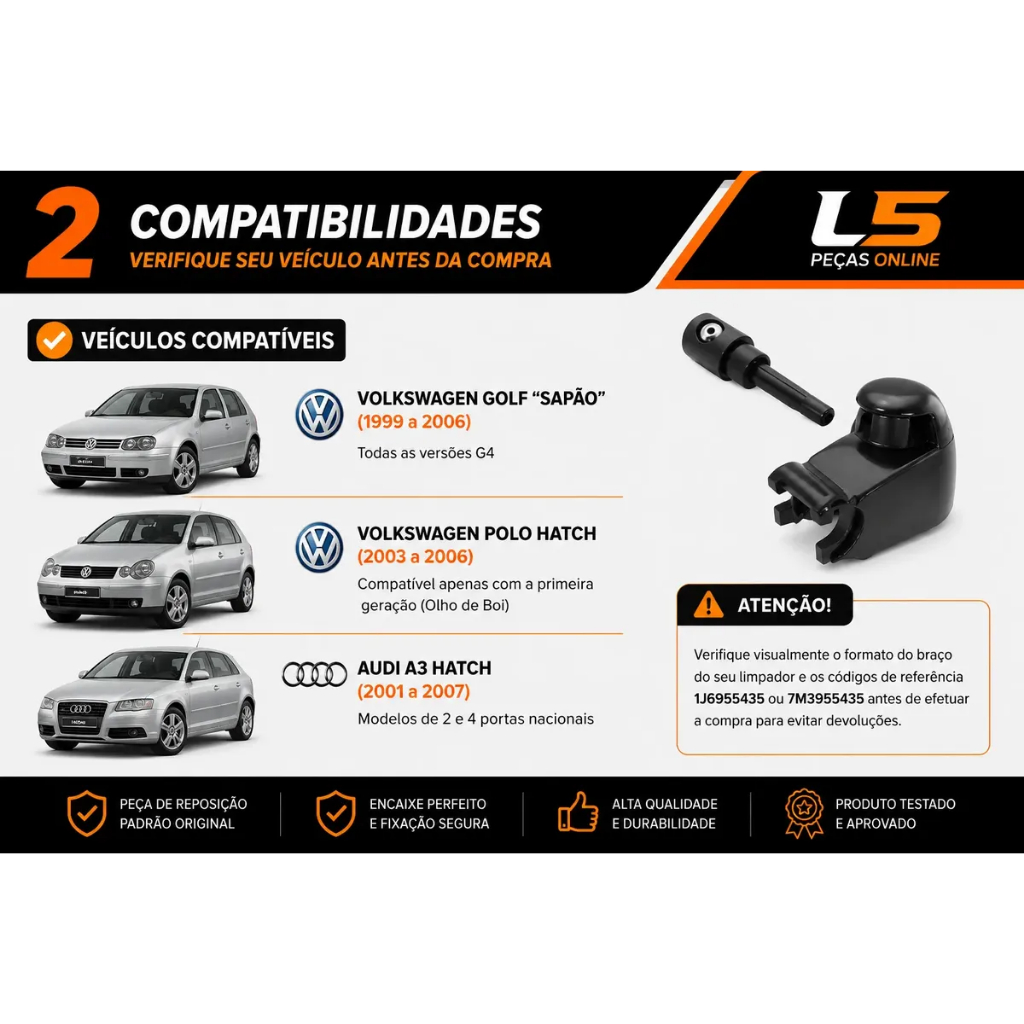 KIT Tampa E Brucutu Do Limpador Traseiro | Polo Hatch (2003 A 2006)