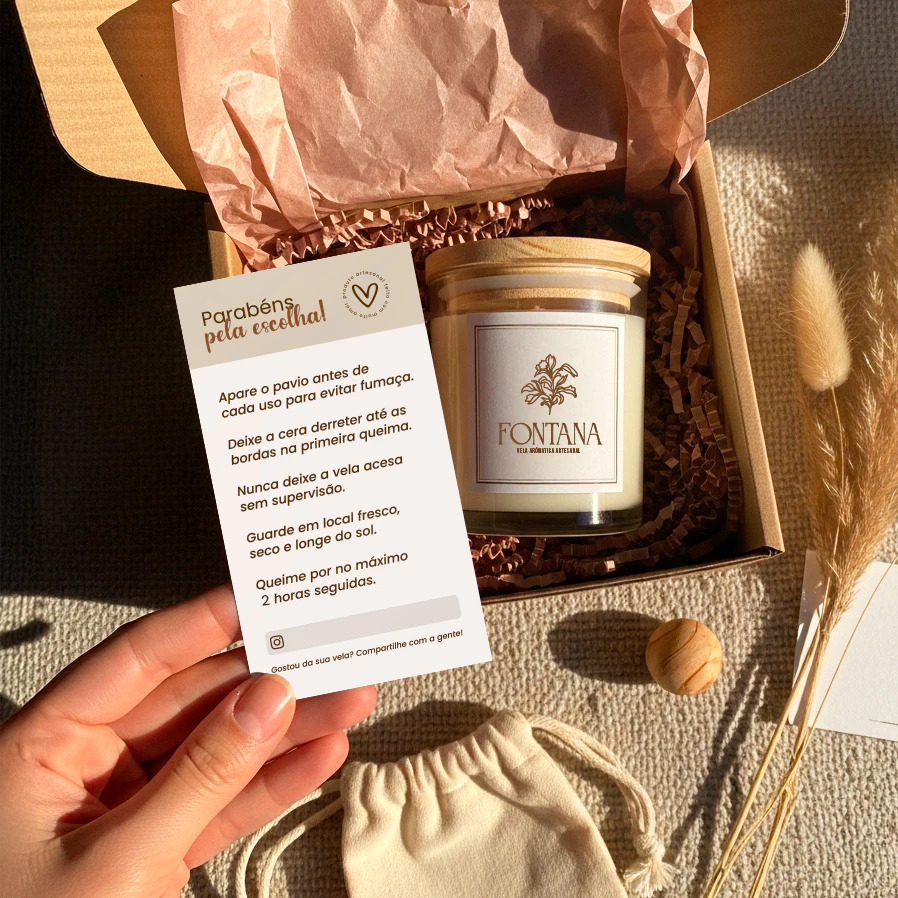 Cartão Cuidados com Vela Aromática | Tag para Vela Artesanal | Cuidados com vela aromática — imagem 2 de 2